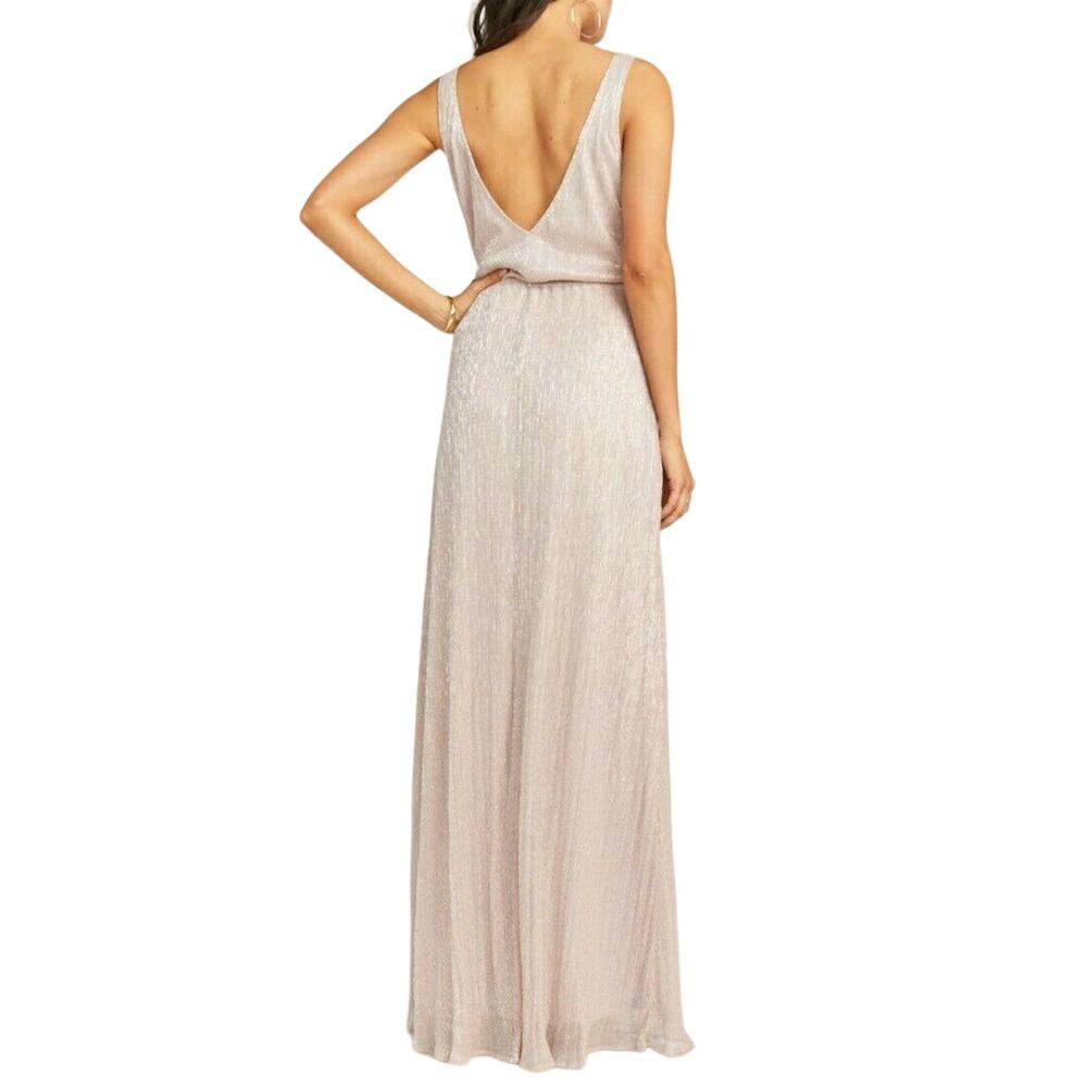 SHOW ME YOUR MUMU Kendall gown bridesmaid maxi dress magic mauve glimmer XS NEW - Picture 3 of 8